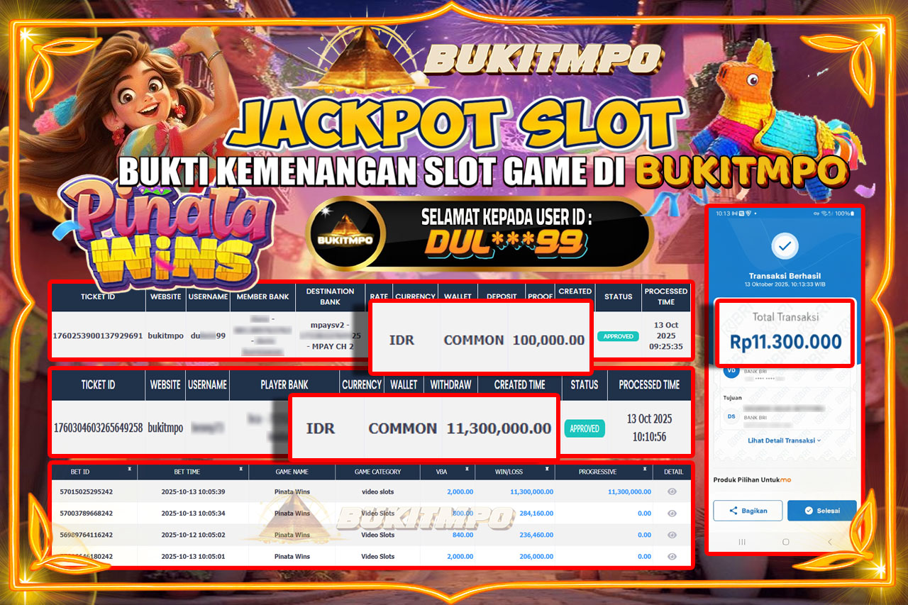BUKITMPO JACKPOT PINATA WINS - PG SOFT Rp.11.300.000,- LUNAS